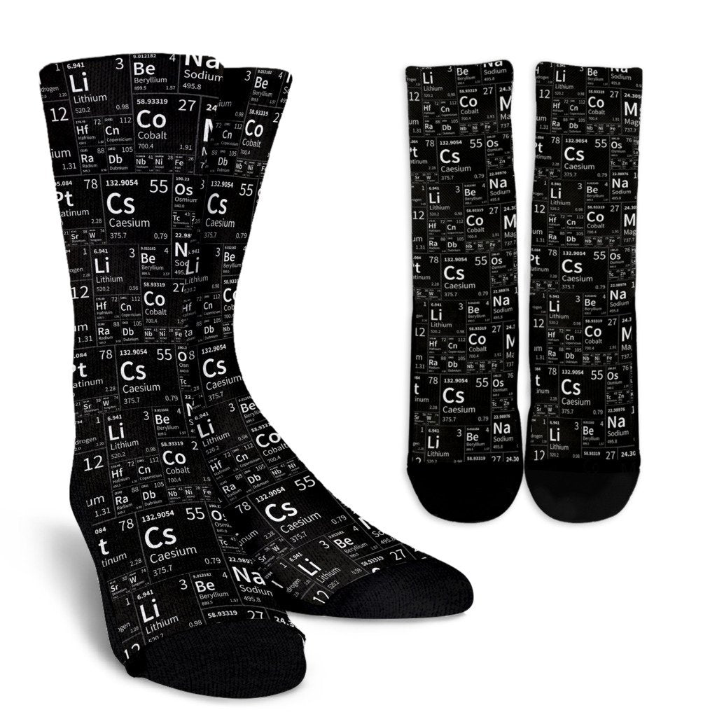 Periodic Table Science Print Pattern Unisex Crew Socks-grizzshop