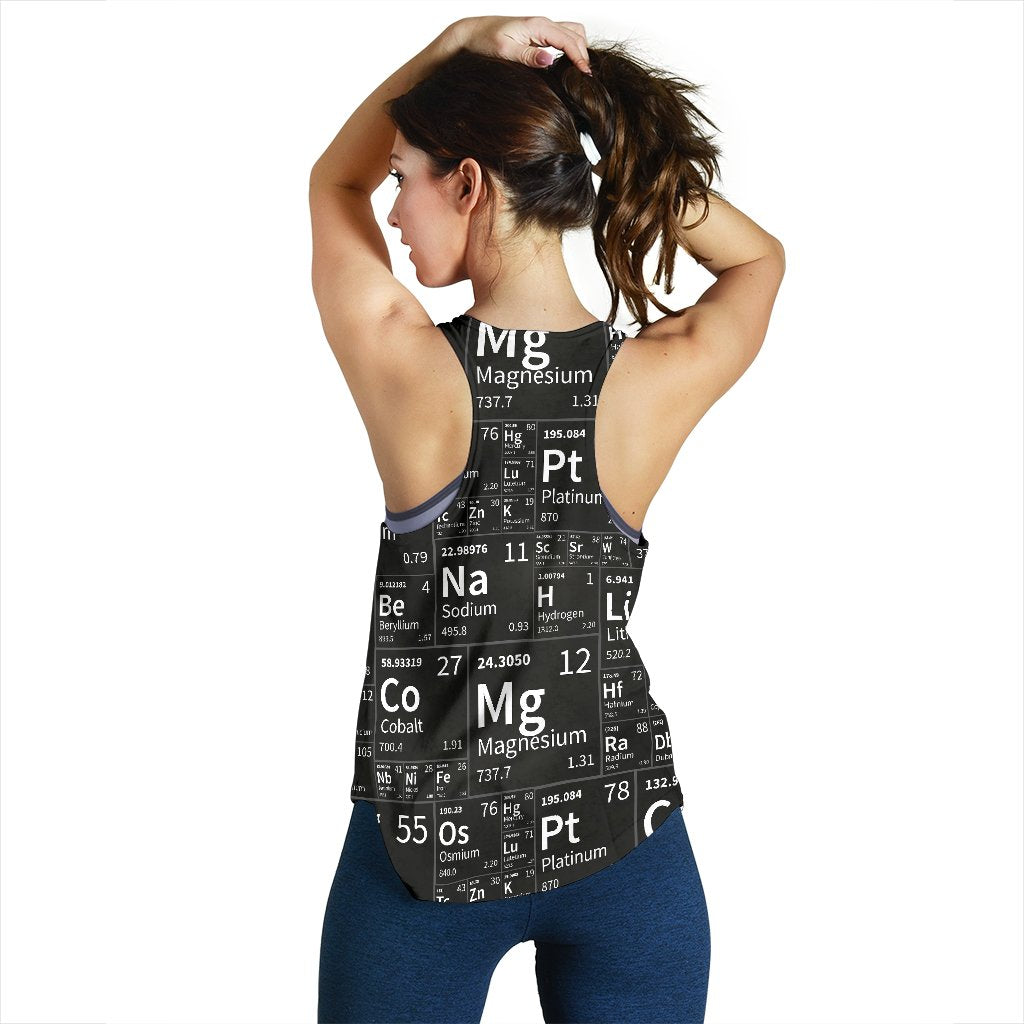 Periodic Table Science Print Pattern Women's Racerback Tank Tops-grizzshop