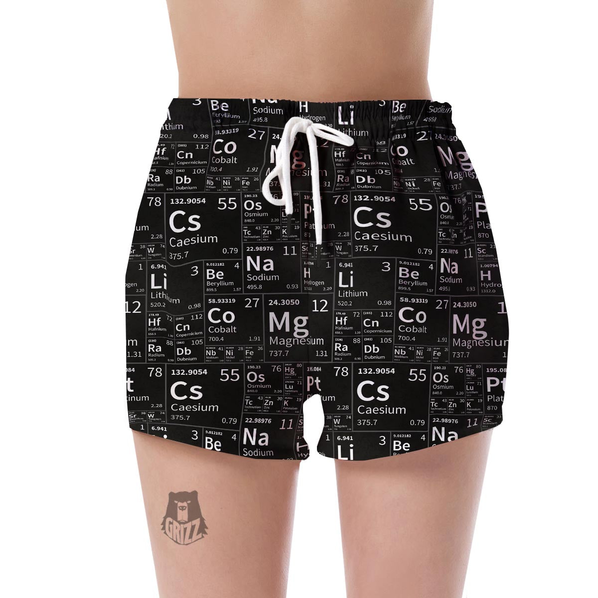 Periodic Table Science Print Pattern Women's Shorts-grizzshop