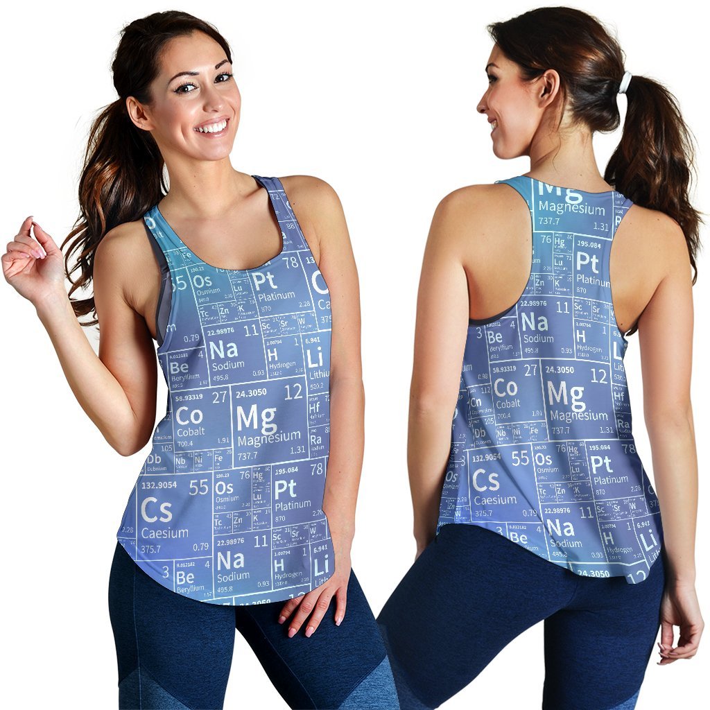 Periodic Table Science Pattern Print Women's Racerback Tank Tops-grizzshop