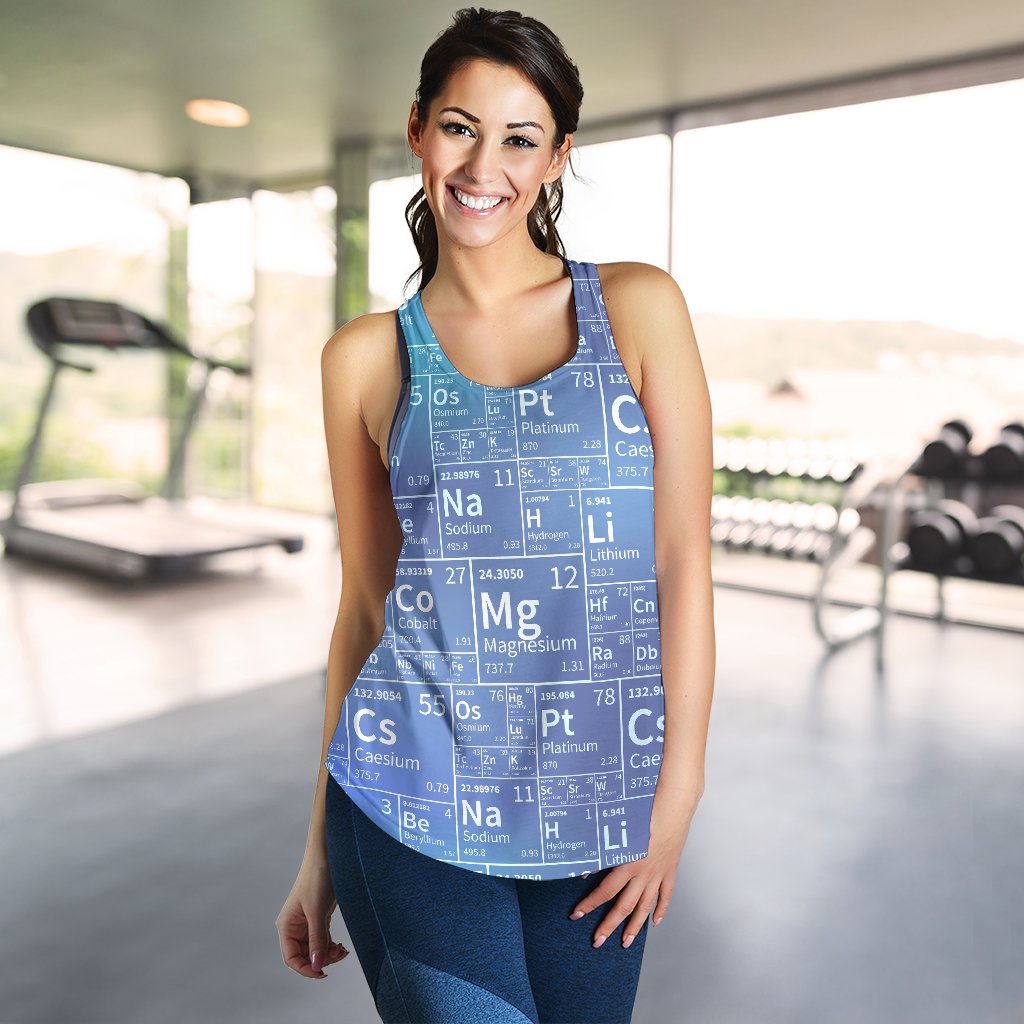 Periodic Table Science Pattern Print Women's Racerback Tank Tops-grizzshop
