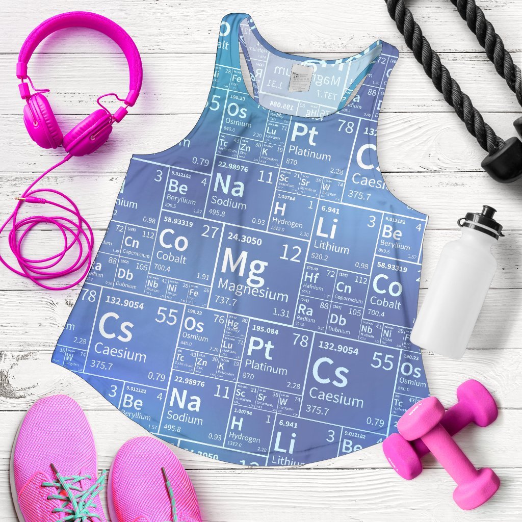 Periodic Table Science Pattern Print Women's Racerback Tank Tops-grizzshop