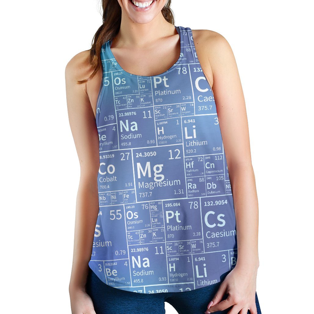 Periodic Table Science Pattern Print Women's Racerback Tank Tops-grizzshop