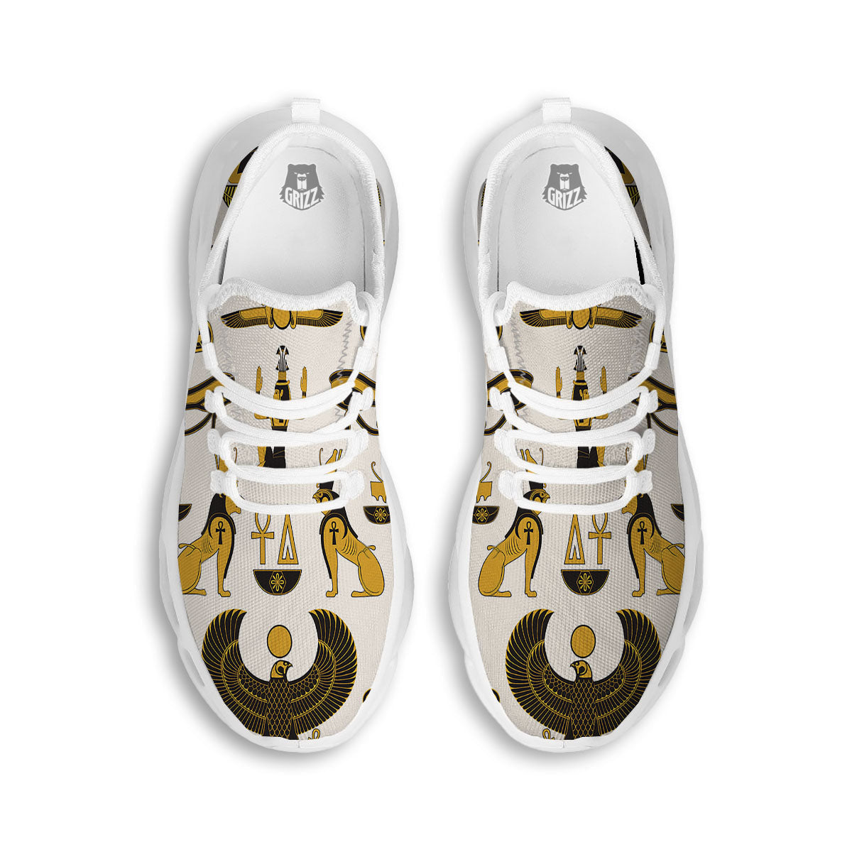 Pharaohs And Gods Egyptian Print White Running Shoes-grizzshop