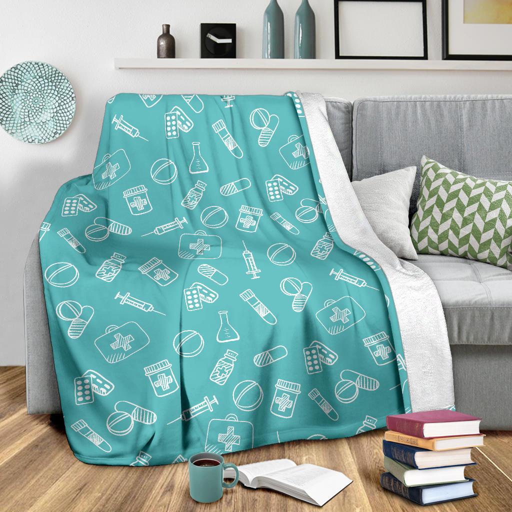 Pharmacy Pastel Pattern Print Blanket-grizzshop