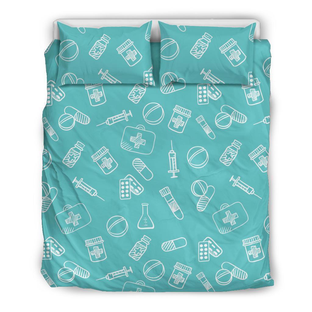 Pharmacy Pastel Pattern Print Duvet Cover Bedding Set-grizzshop