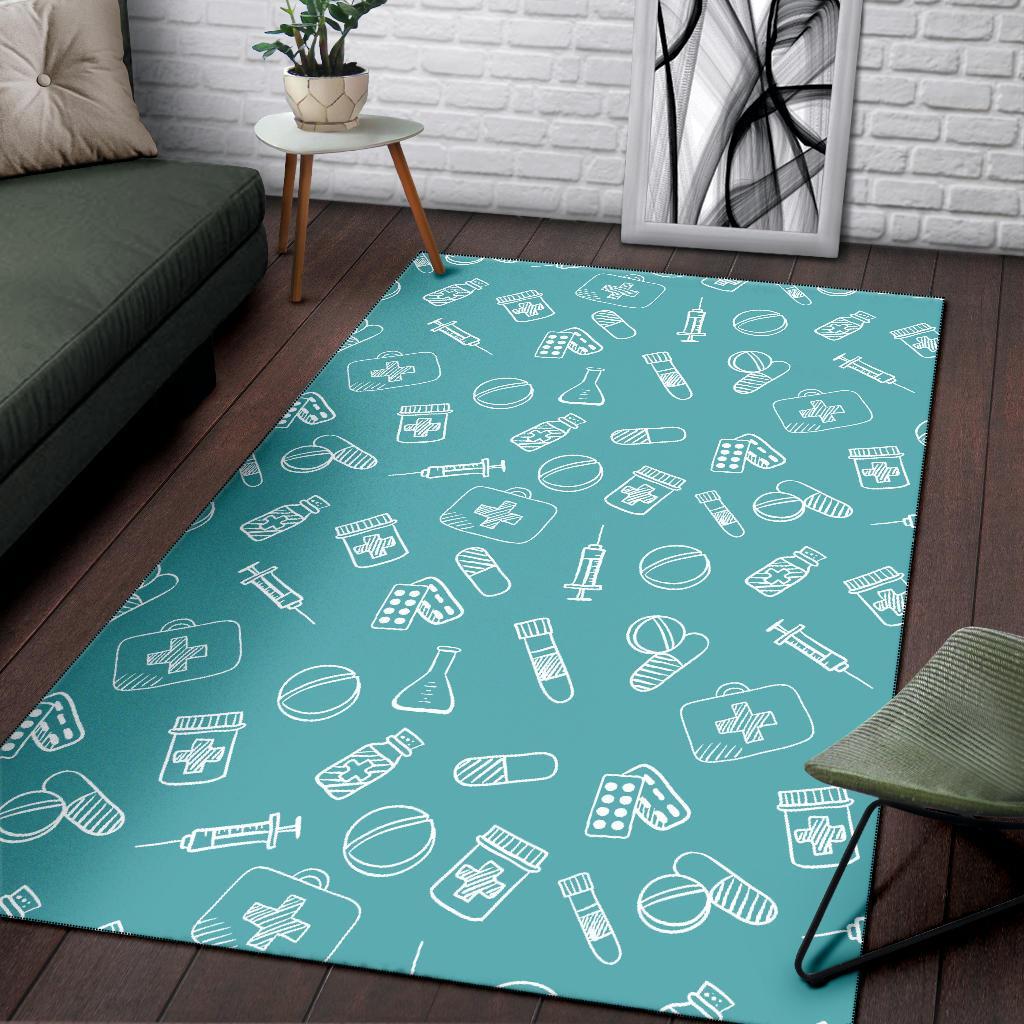 Pharmacy Pastel Pattern Print Floor Mat-grizzshop