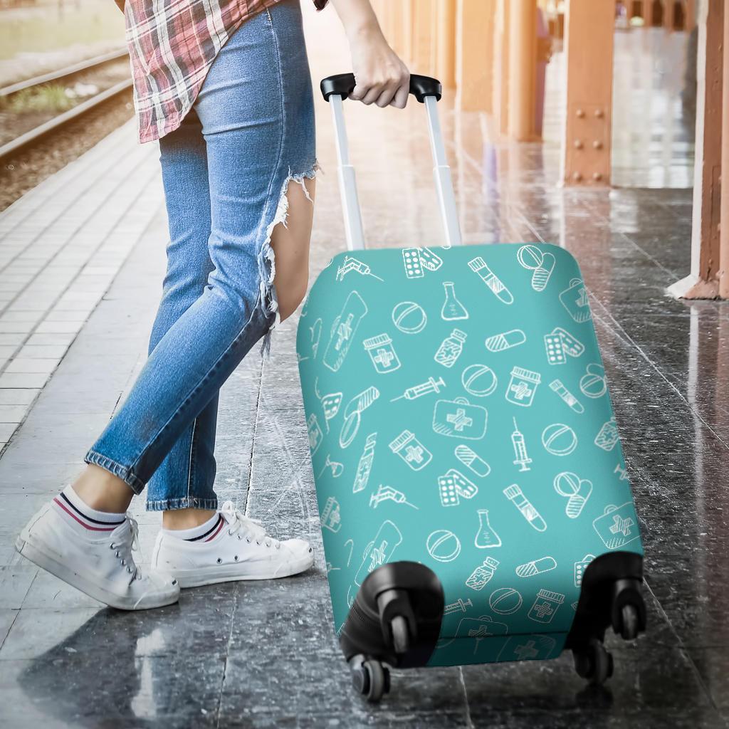 Pharmacy Pastel Pattern Print Luggage Cover Protector-grizzshop