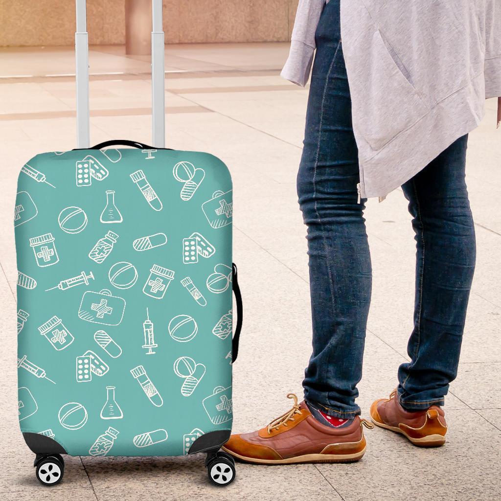 Pharmacy Pastel Pattern Print Luggage Cover Protector-grizzshop