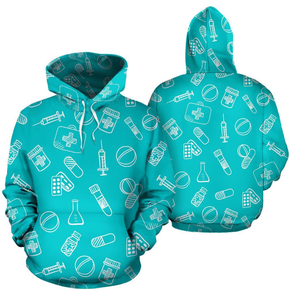 Pharmacy Pastel Pattern Print Men Women Pullover Hoodie-grizzshop