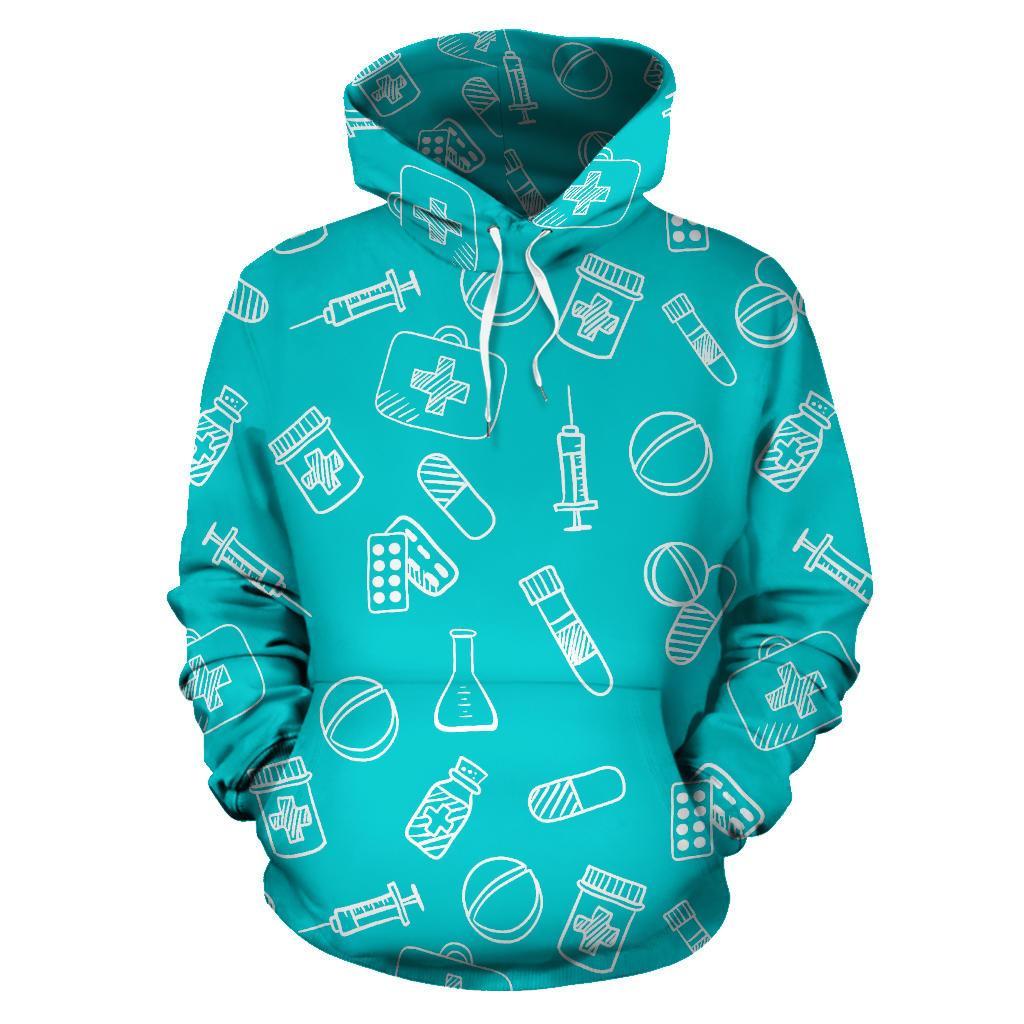 Pharmacy Pastel Pattern Print Men Women Pullover Hoodie-grizzshop