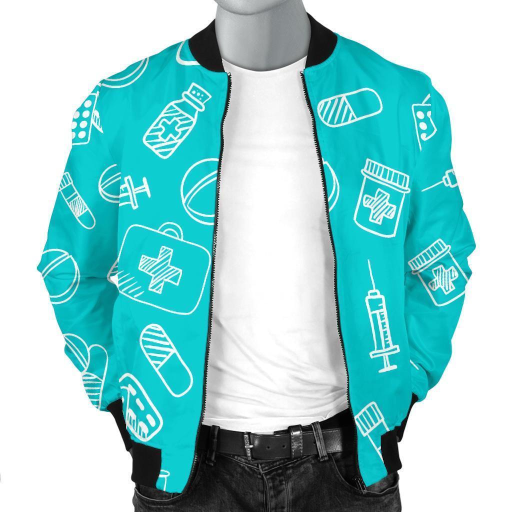 Pharmacy Pastel Pattern Print Men's Bomber Jacket-grizzshop