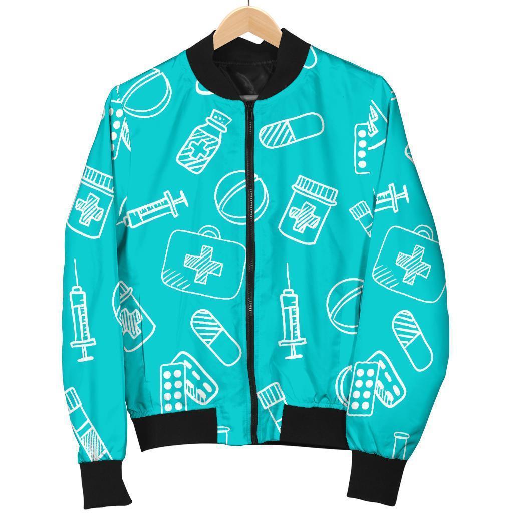 Pharmacy Pastel Pattern Print Men's Bomber Jacket-grizzshop