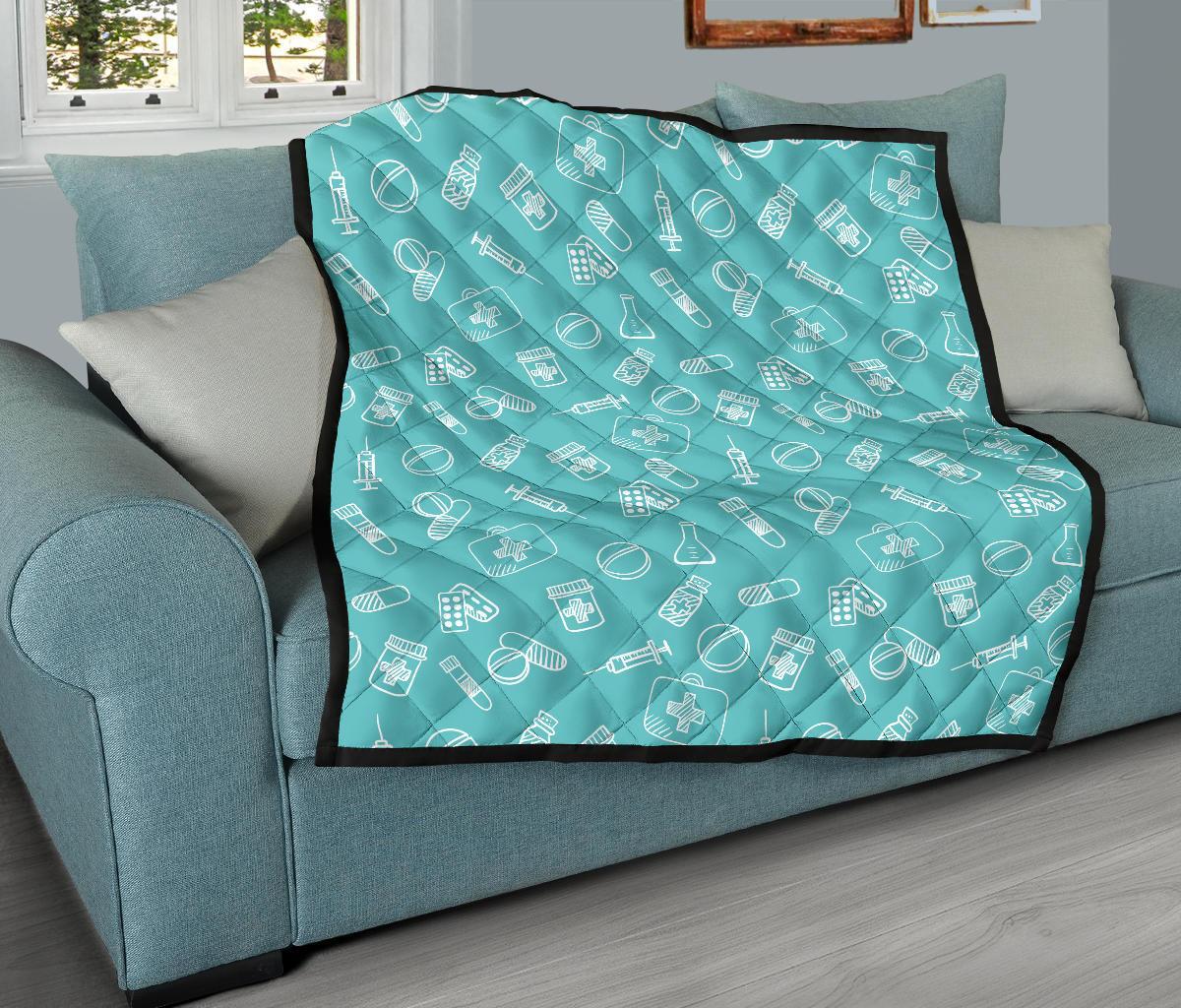 Pharmacy Pastel Pattern Print Quilt-grizzshop