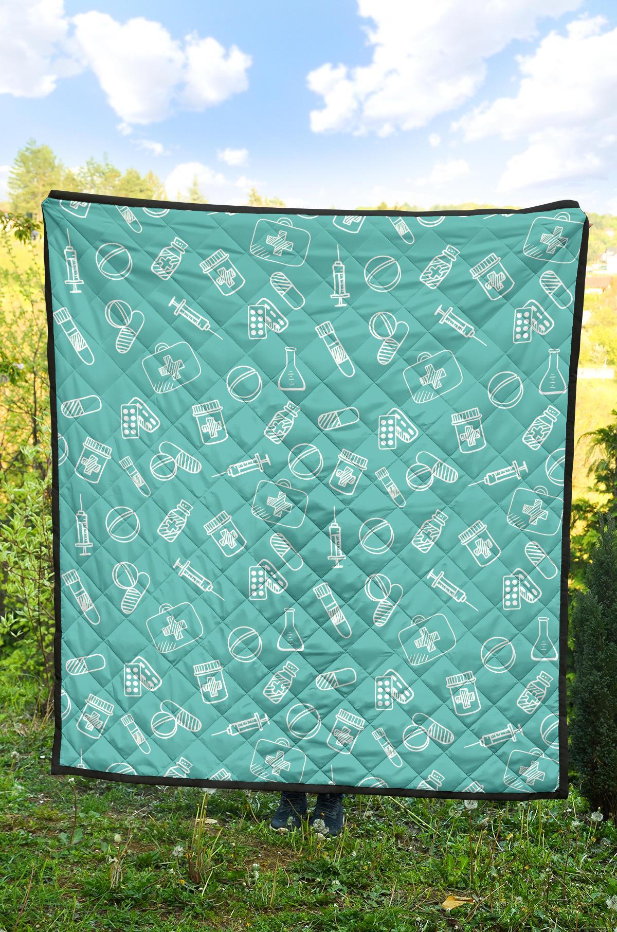 Pharmacy Pastel Pattern Print Quilt-grizzshop