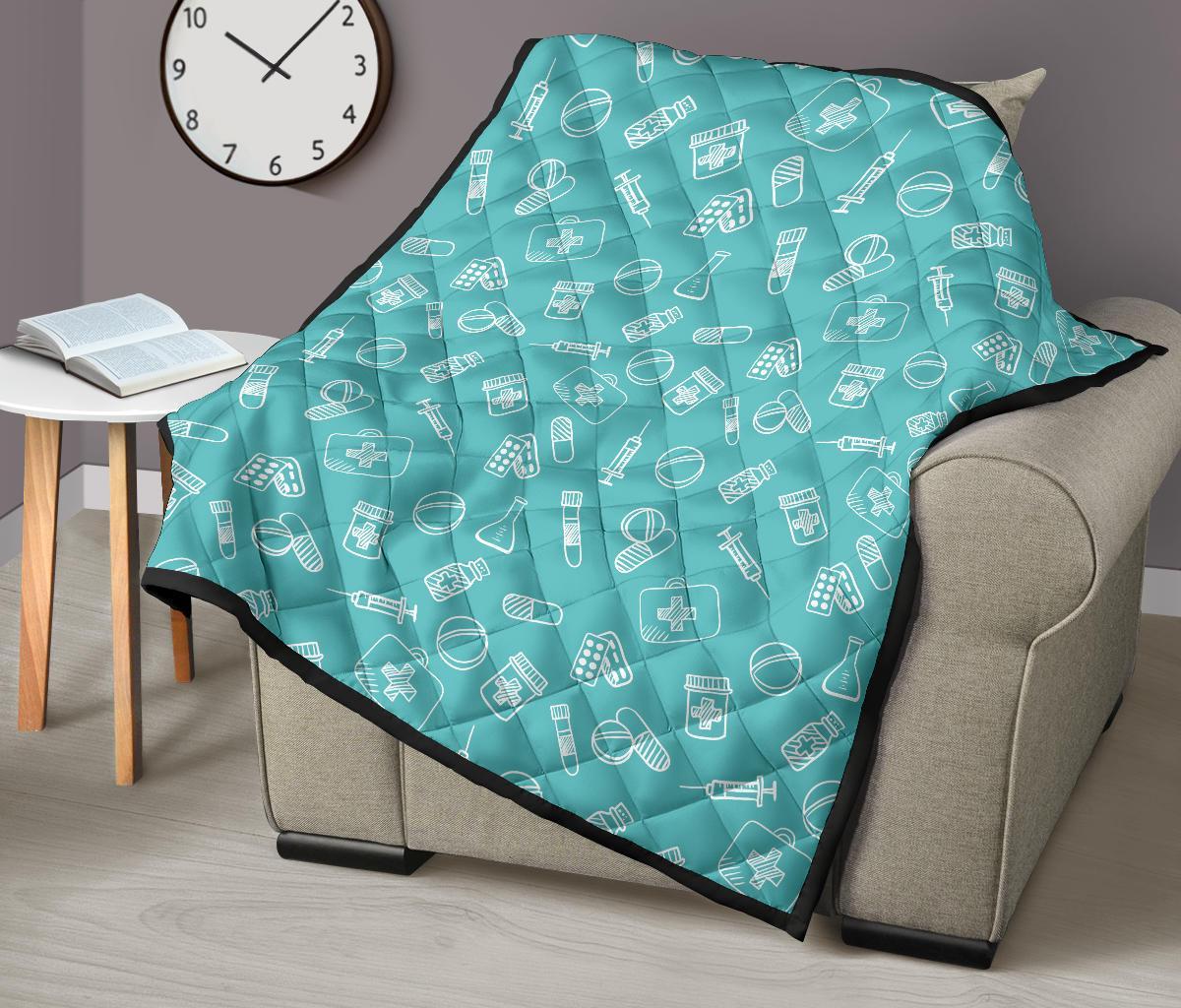 Pharmacy Pastel Pattern Print Quilt-grizzshop