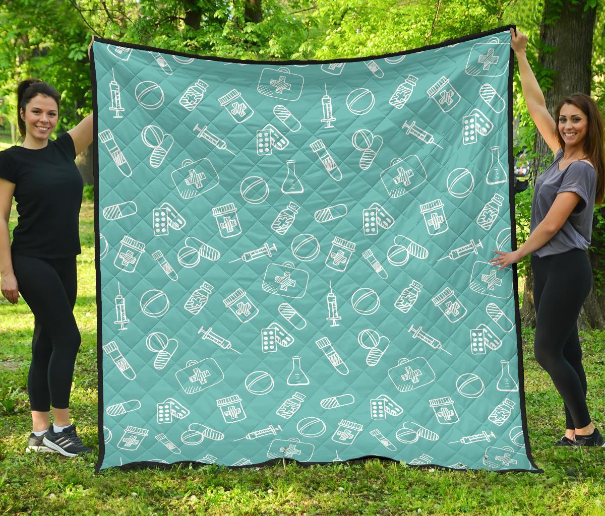 Pharmacy Pastel Pattern Print Quilt-grizzshop