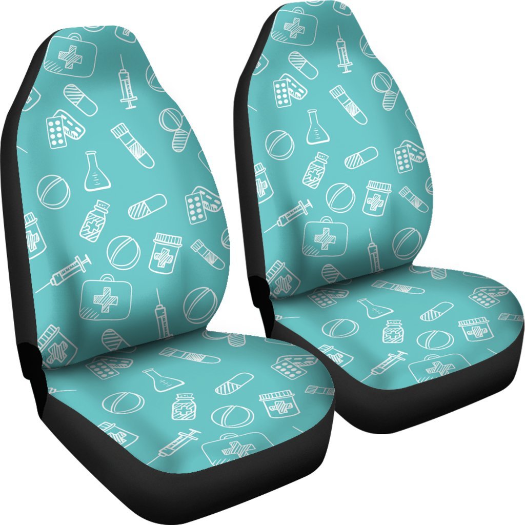 Pharmacy Pastel Pattern Print Universal Fit Car Seat Covers-grizzshop