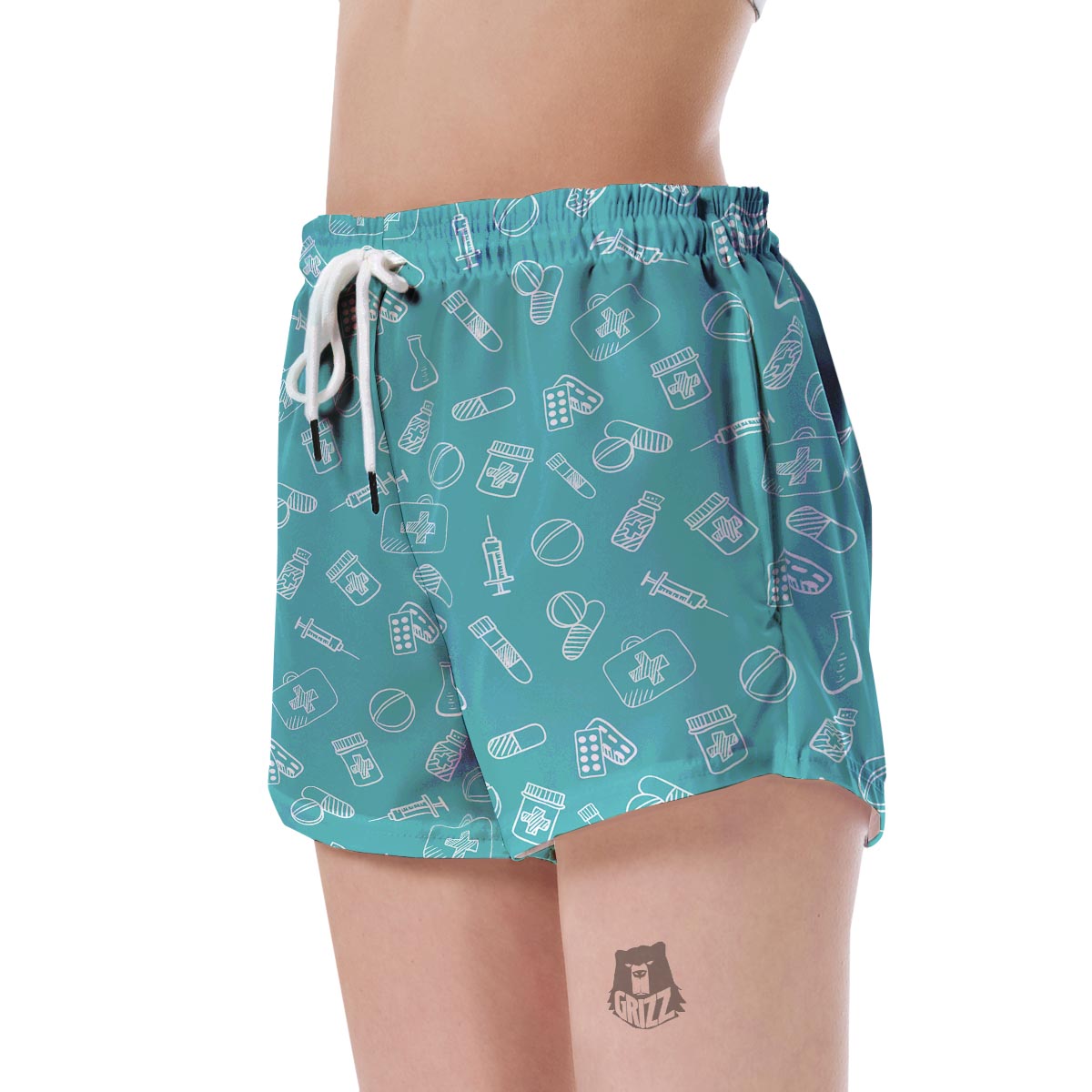 Pharmacy Pastel Pattern Print Women's Shorts-grizzshop