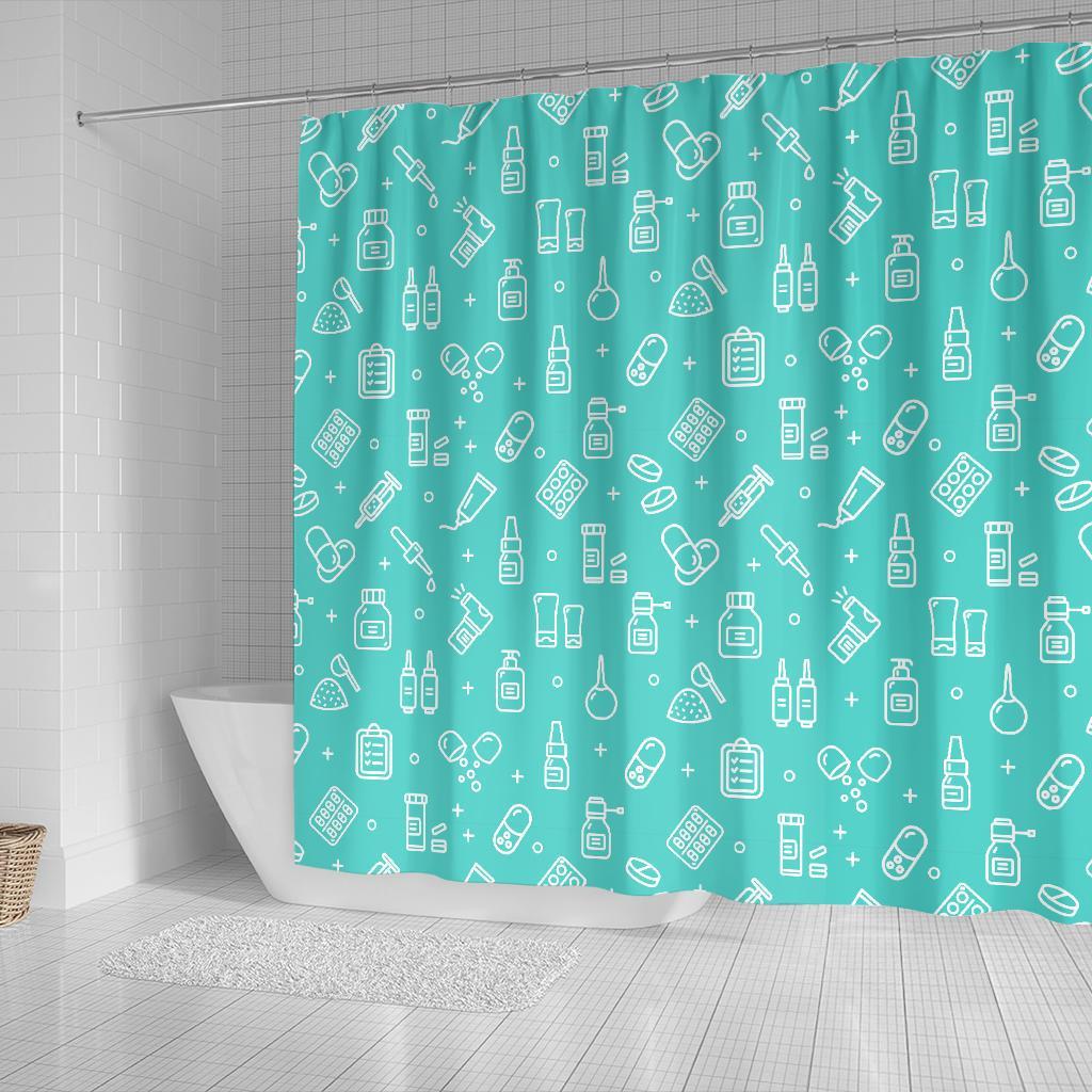 Pharmacy Pastel Print Pattern Bathroom Shower Curtain-grizzshop