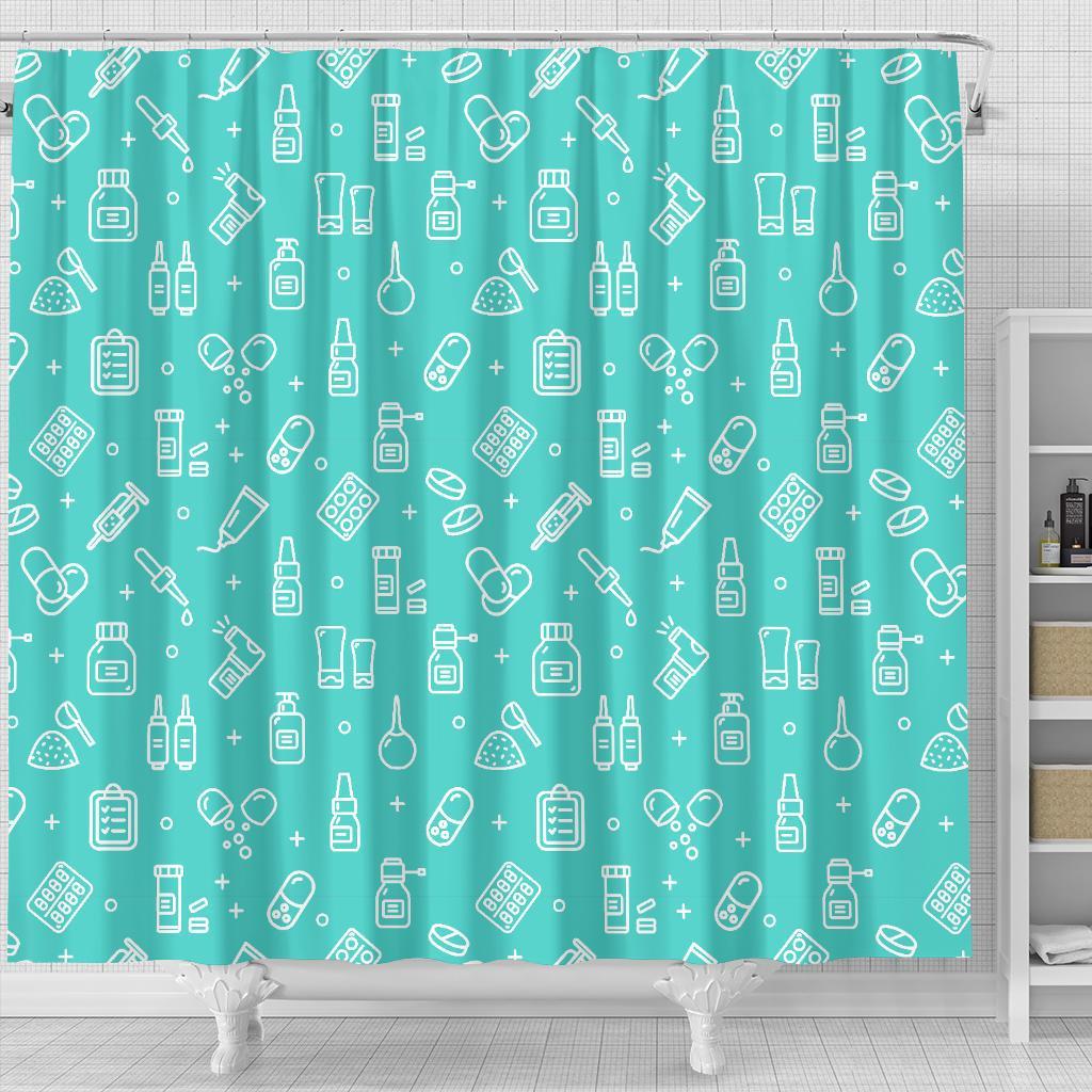 Pharmacy Pastel Print Pattern Bathroom Shower Curtain-grizzshop