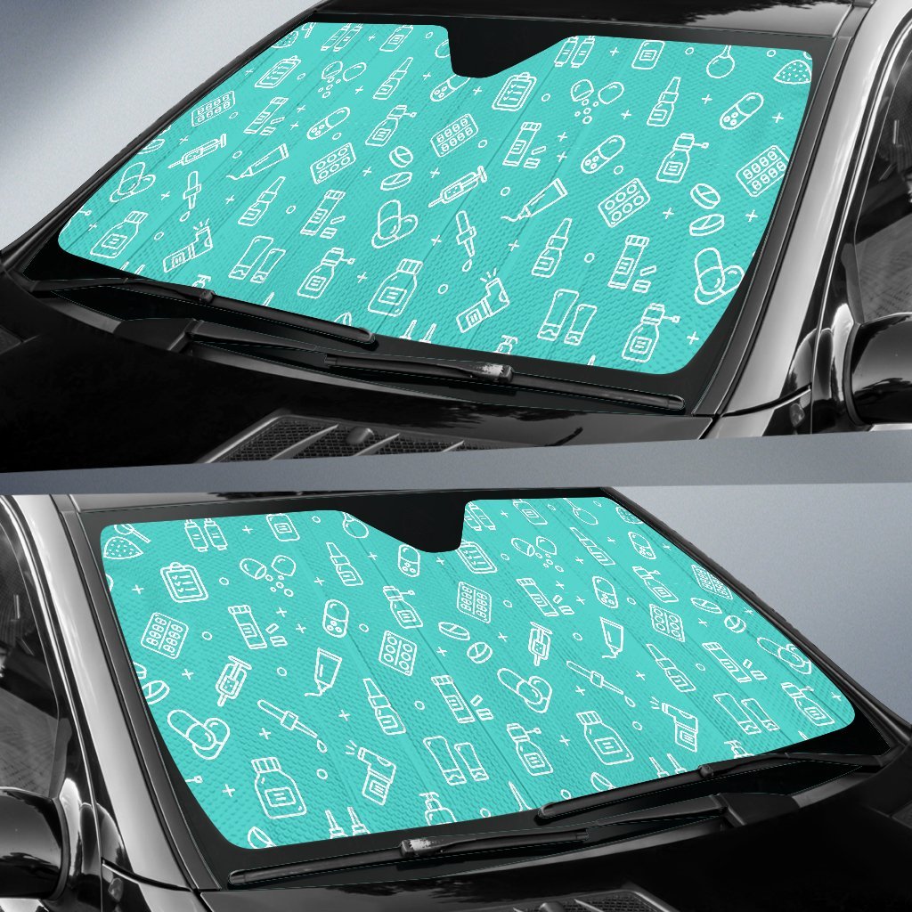 Pharmacy Pastel Print Pattern Car Sun Shade-grizzshop