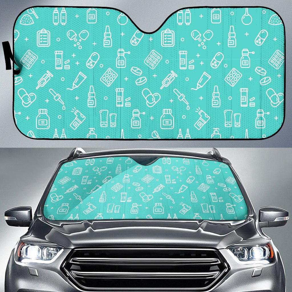 Pharmacy Pastel Print Pattern Car Sun Shade-grizzshop