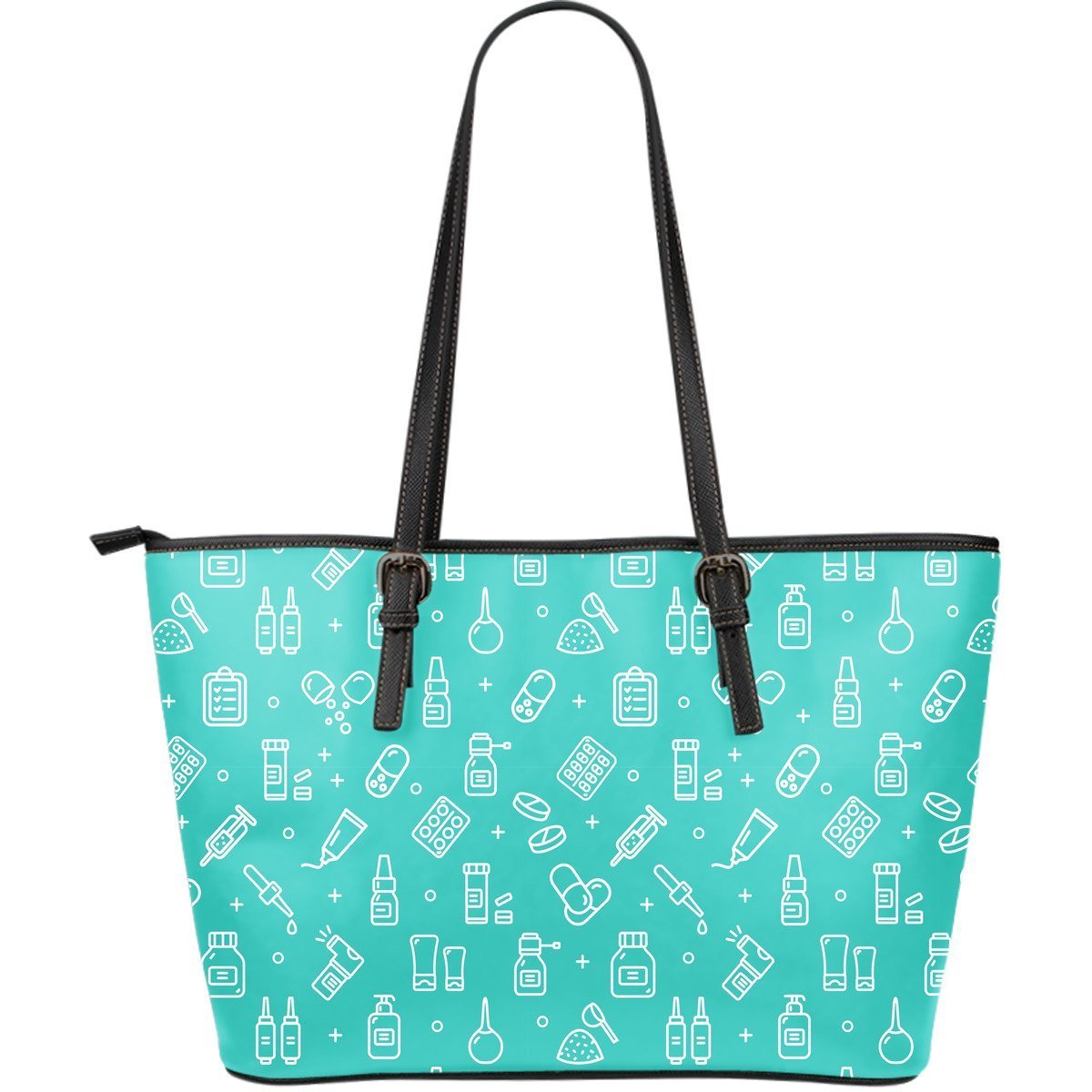 Pharmacy Pastel Print Pattern Leather Tote Bag-grizzshop