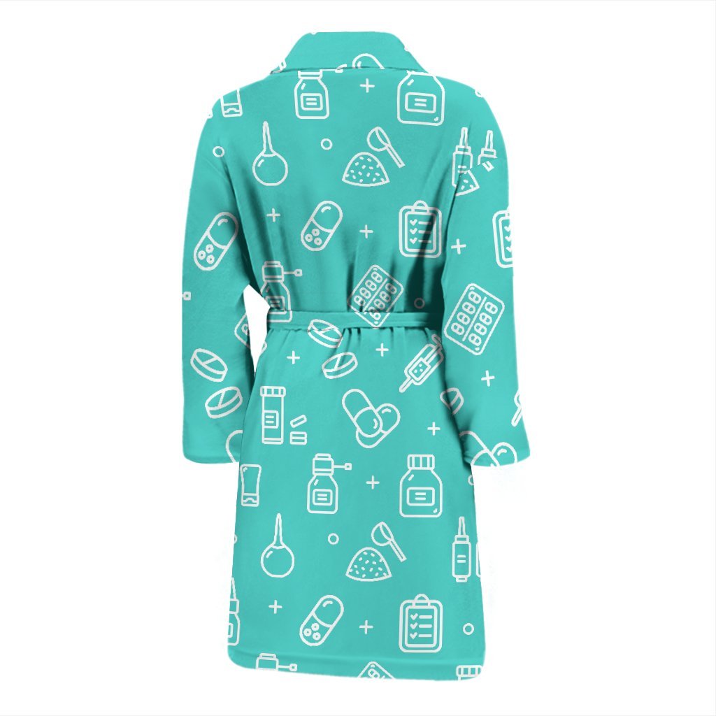 Pharmacy Pastel Print Pattern Men Long Robe-grizzshop