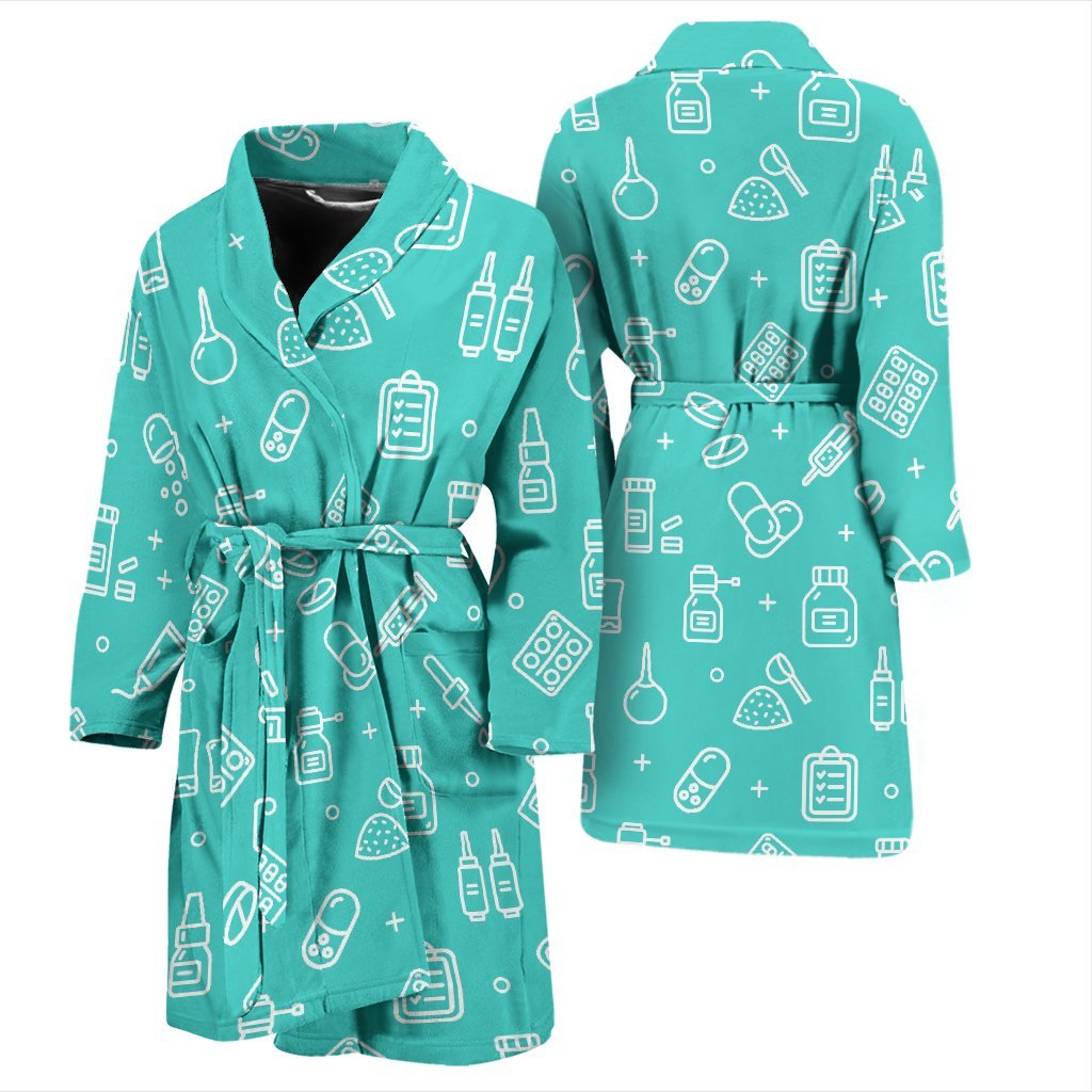 Pharmacy Pastel Print Pattern Men Long Robe-grizzshop