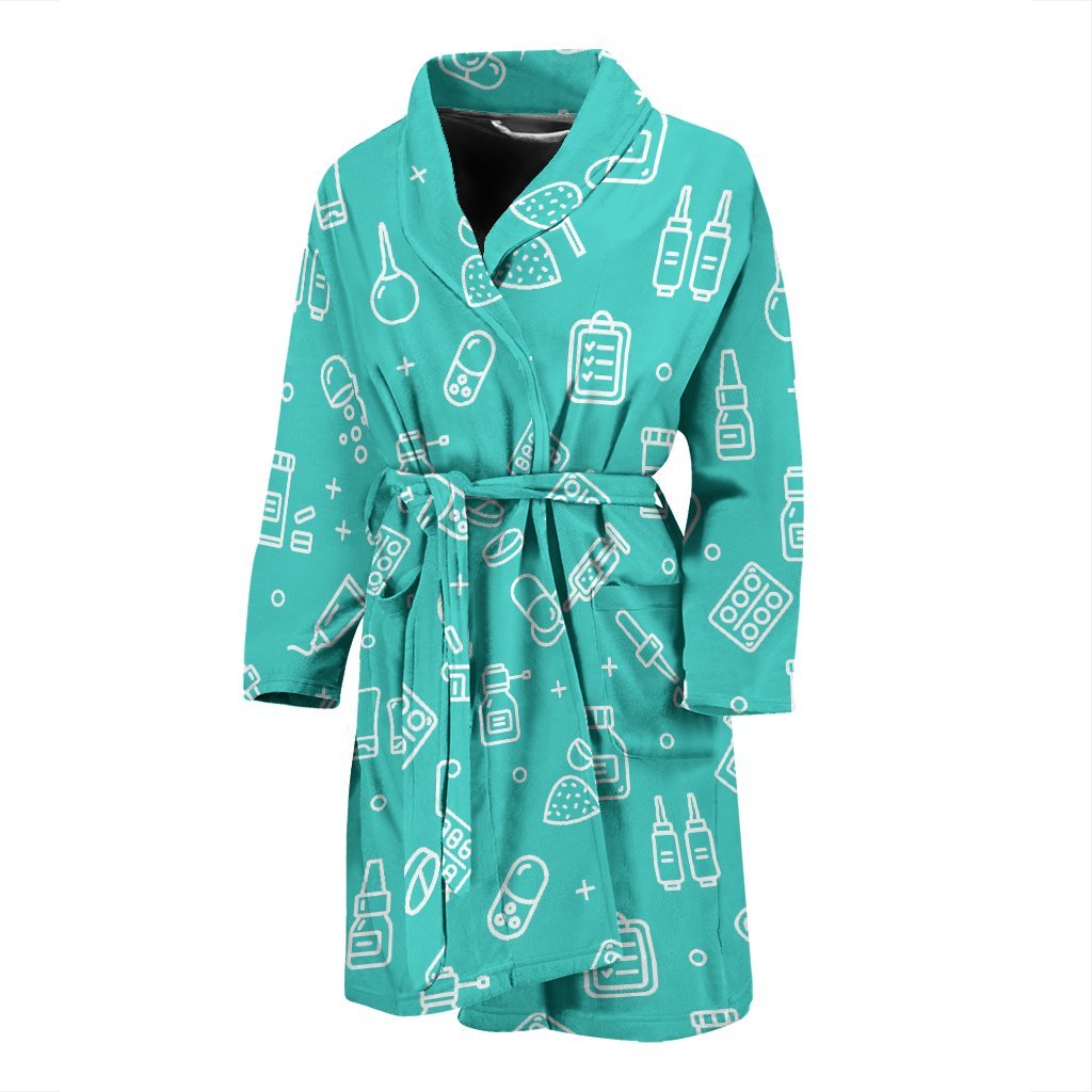 Pharmacy Pastel Print Pattern Men Long Robe-grizzshop