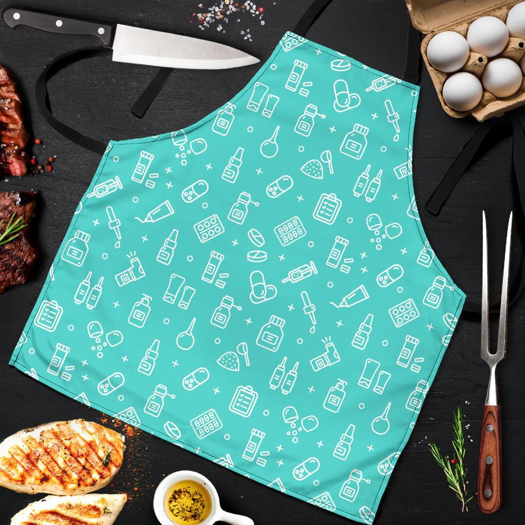 Pharmacy Pastel Print Pattern Men's Apron-grizzshop