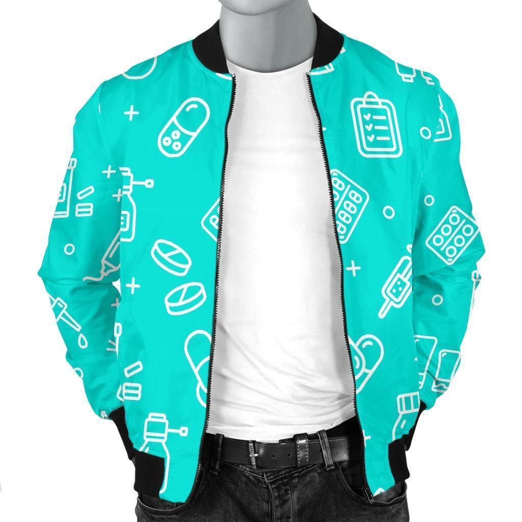 Pharmacy Pastel Print Pattern Men's Bomber Jacket-grizzshop