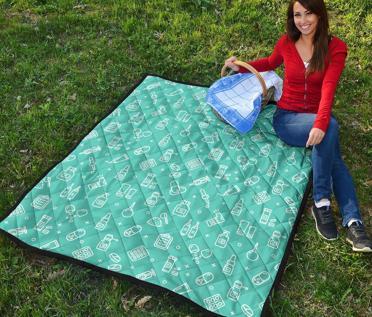 Pharmacy Pastel Print Pattern Quilt-grizzshop