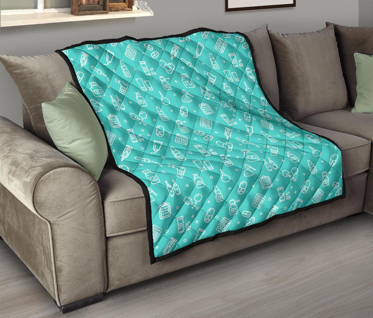 Pharmacy Pastel Print Pattern Quilt-grizzshop