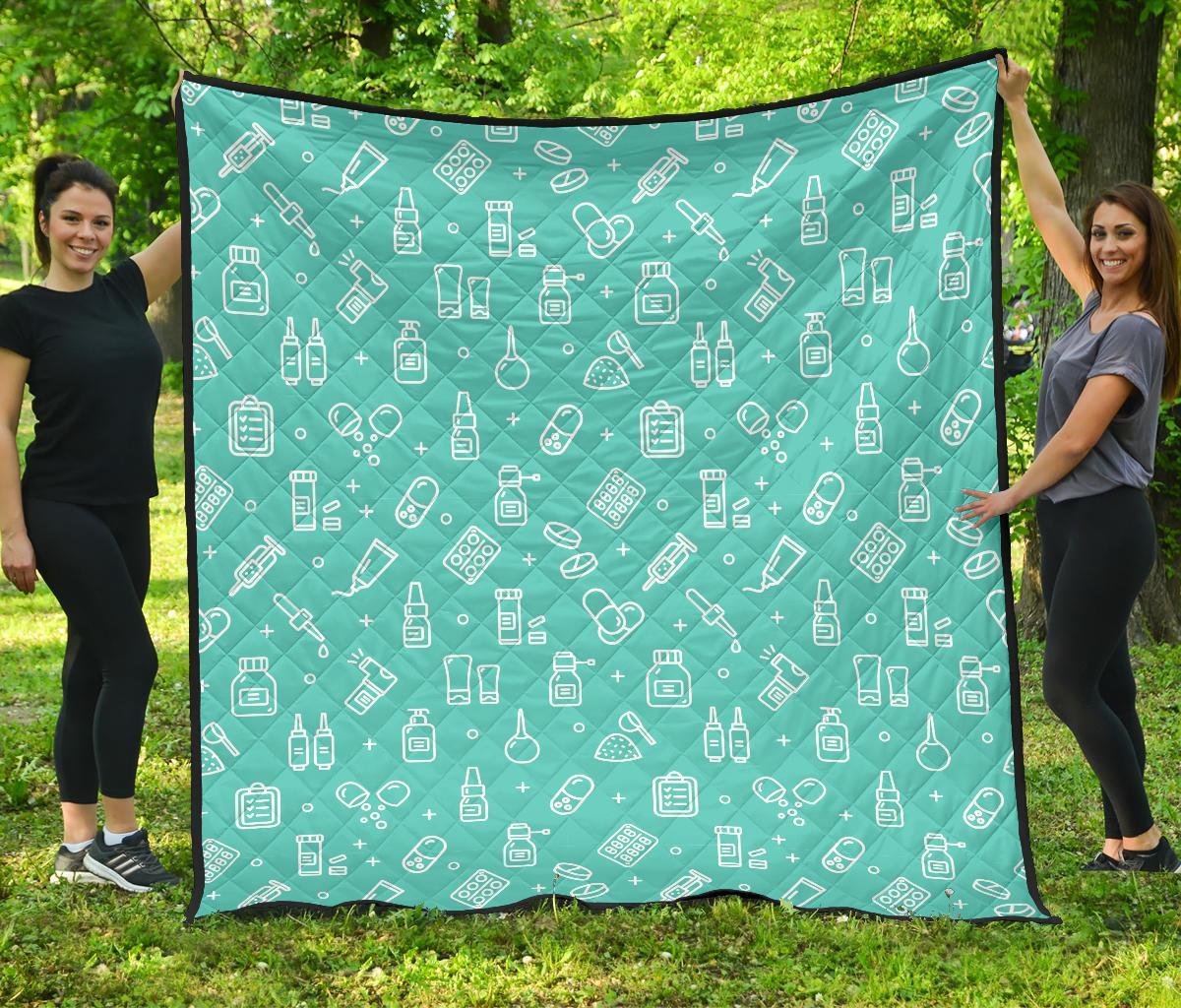 Pharmacy Pastel Print Pattern Quilt-grizzshop