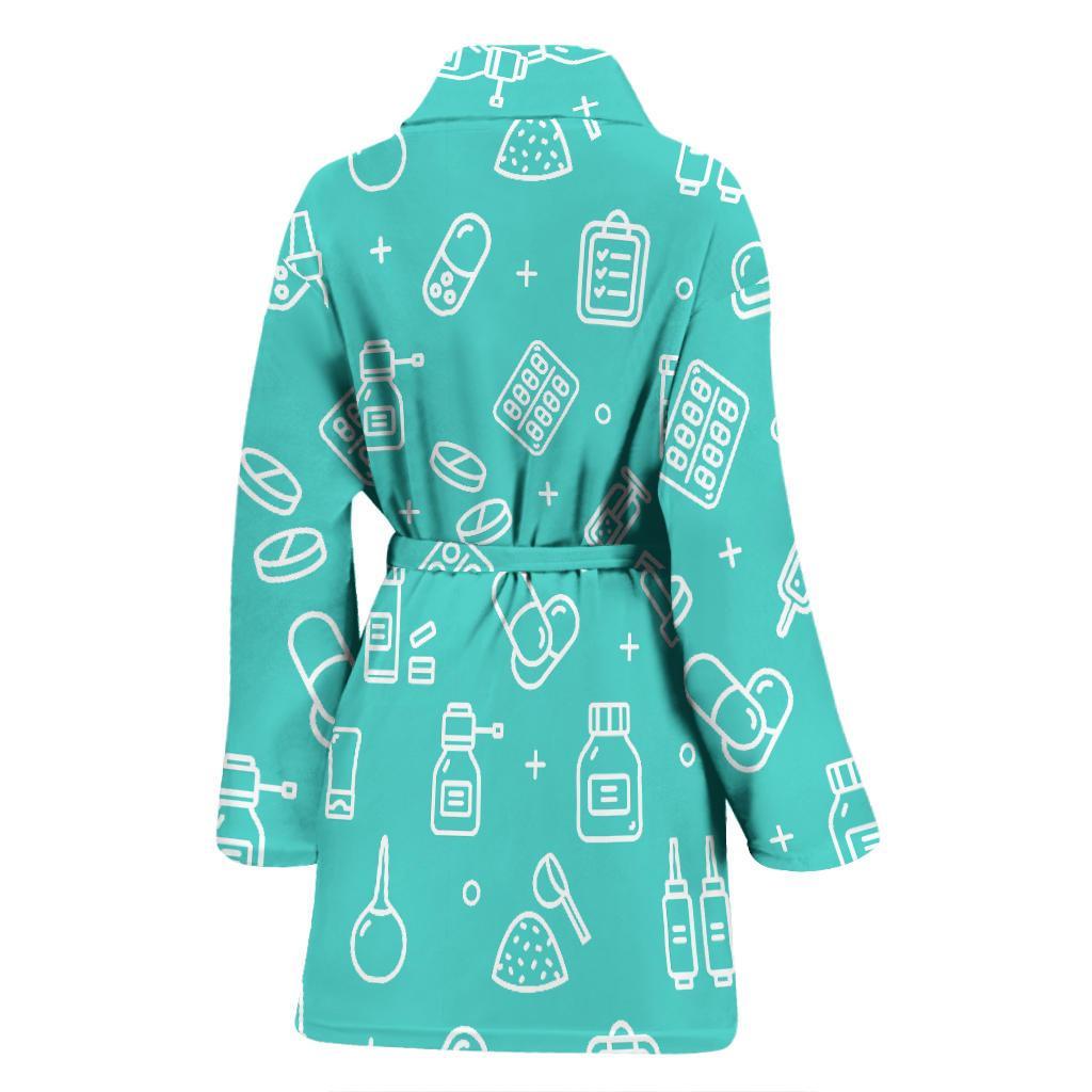 Pharmacy Pastel Print Pattern Women Long Robe-grizzshop