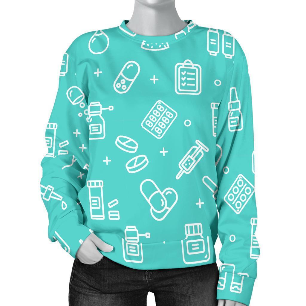 Pharmacy Pastel Print Pattern Women's Sweatshirt-grizzshop