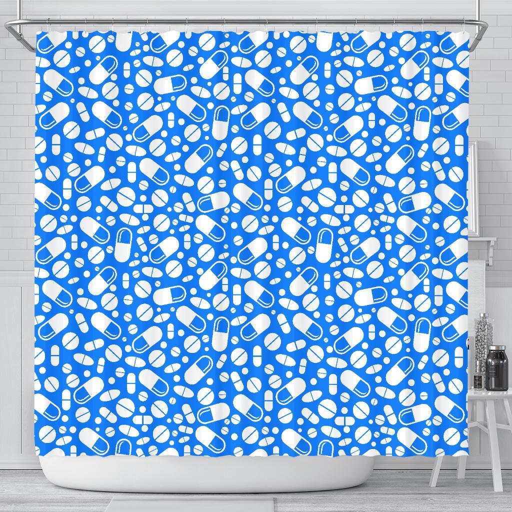 Pharmacy Pattern Print Bathroom Shower Curtain-grizzshop