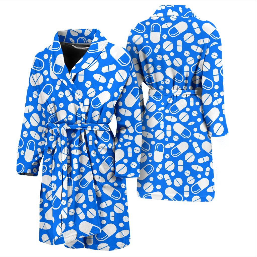 Pharmacy Pattern Print Men Long Robe-grizzshop