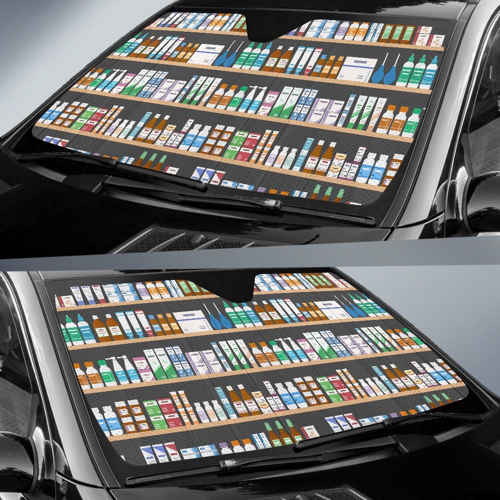 Pharmacy Print Pattern Car Sun Shade-grizzshop