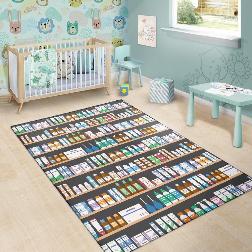 Pharmacy Print Pattern Floor Mat-grizzshop