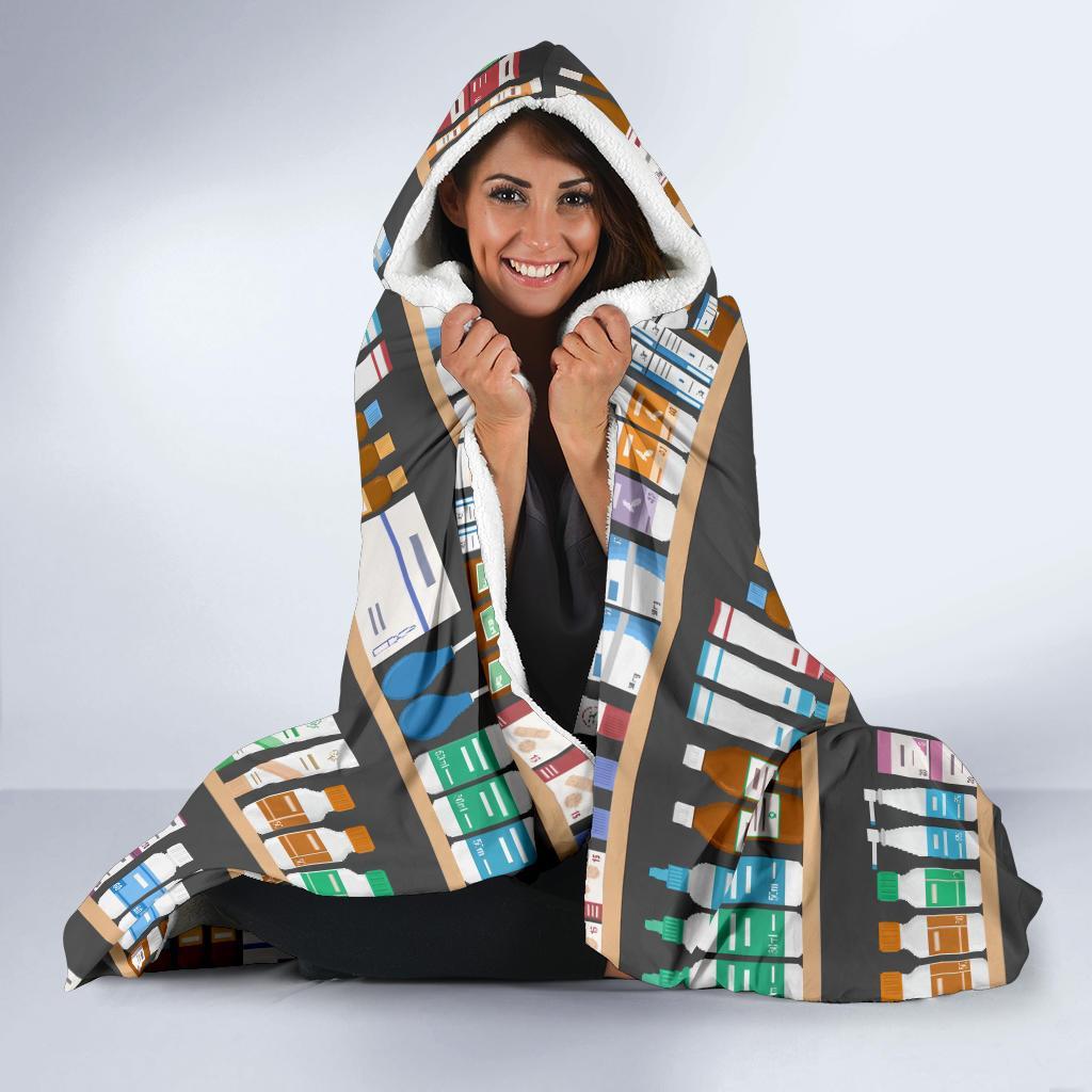 Pharmacy Print Pattern Hooded Blanket-grizzshop