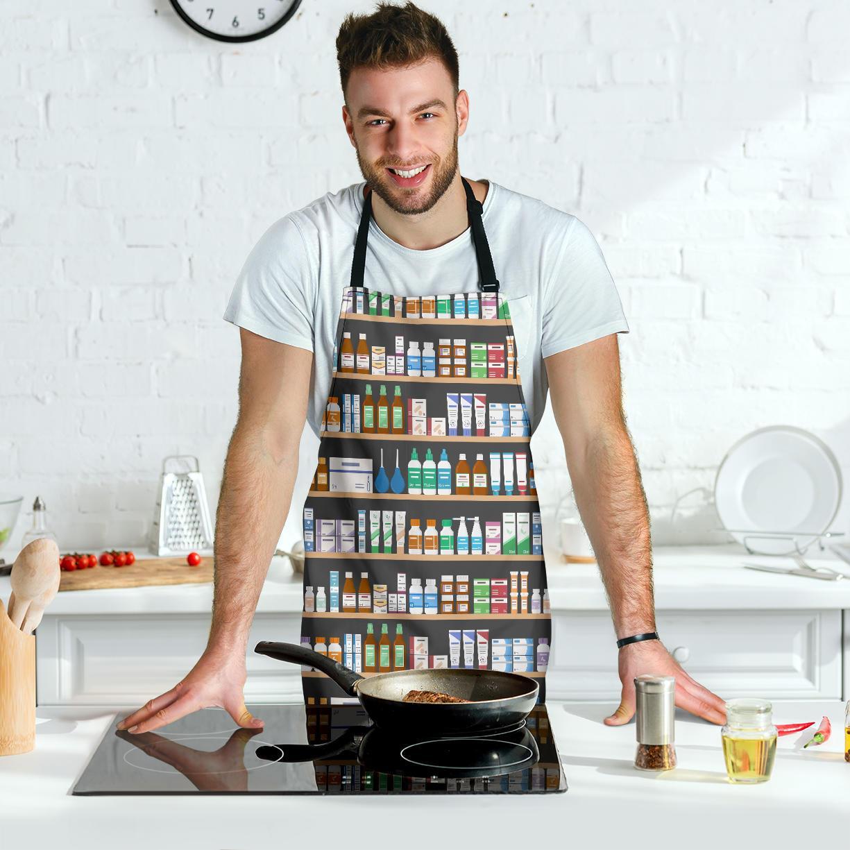 Pharmacy Print Pattern Men's Apron-grizzshop