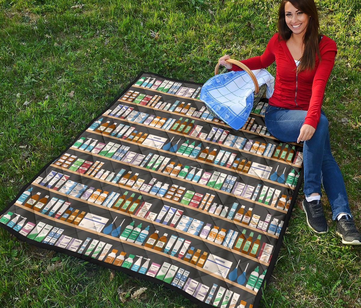 Pharmacy Print Pattern Quilt-grizzshop