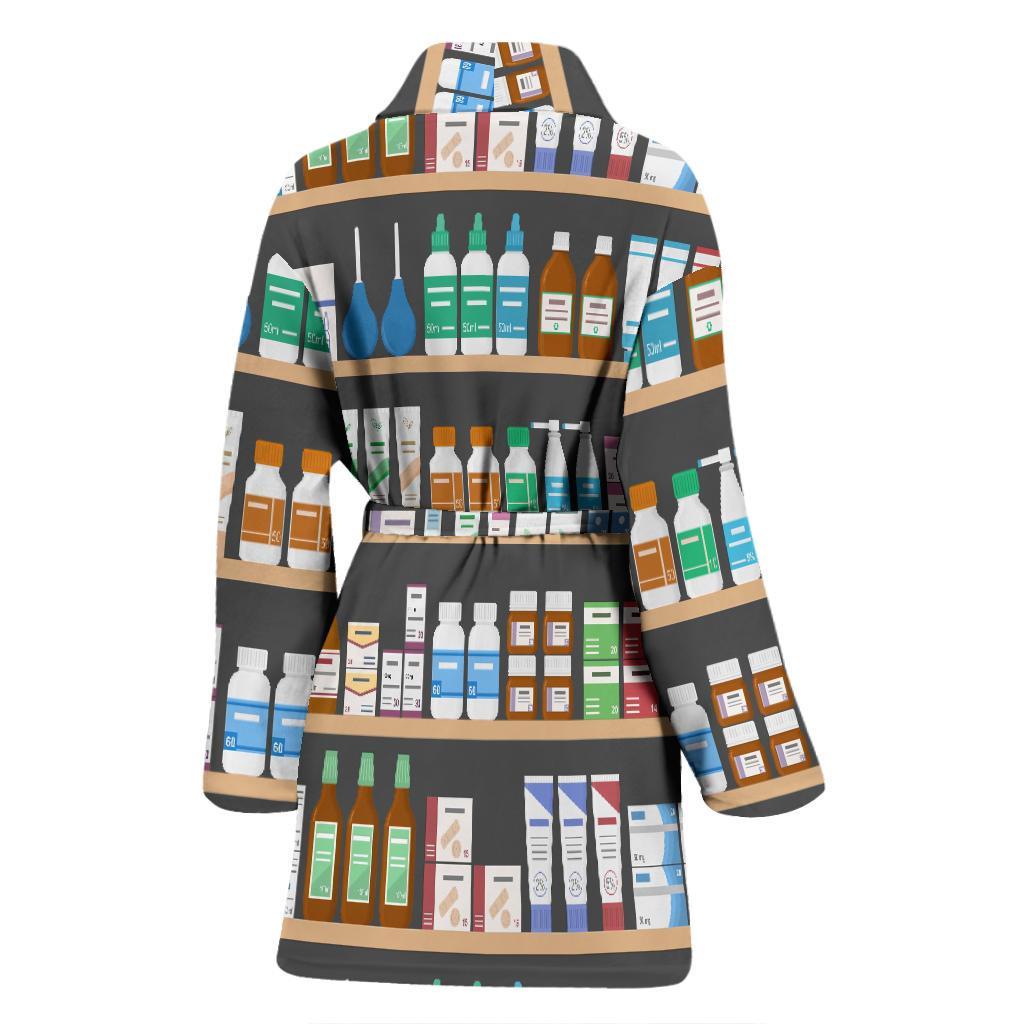 Pharmacy Print Pattern Women Long Robe-grizzshop