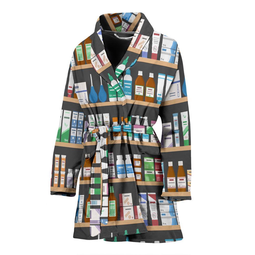 Pharmacy Print Pattern Women Long Robe-grizzshop