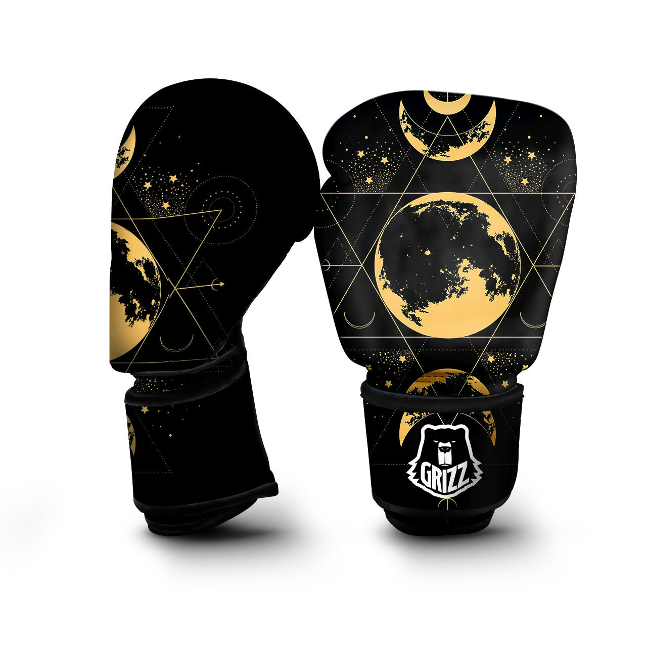 Phase Geometric Moon Print Boxing Gloves-grizzshop
