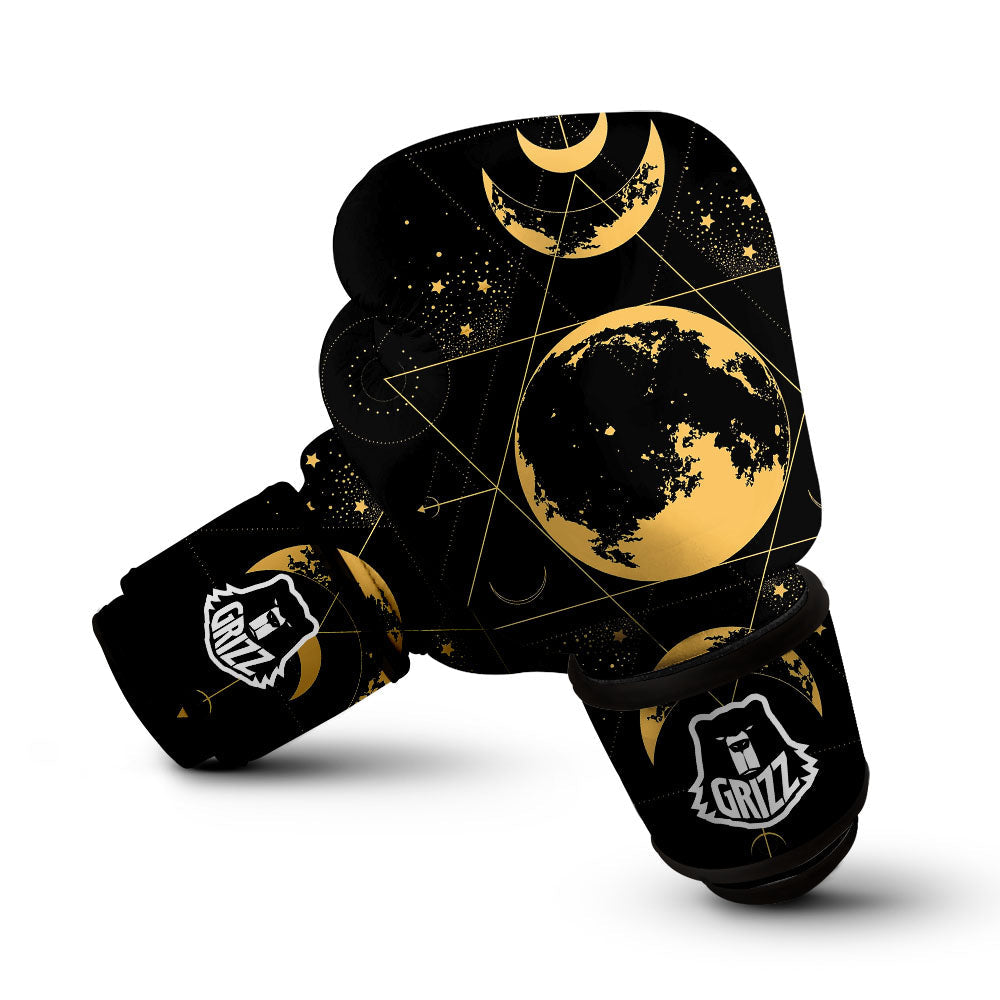 Phase Geometric Moon Print Boxing Gloves-grizzshop