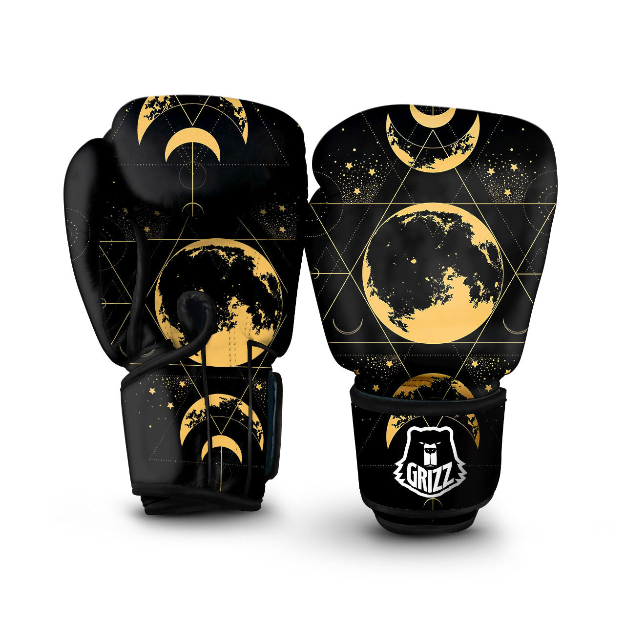 Phase Geometric Moon Print Boxing Gloves-grizzshop